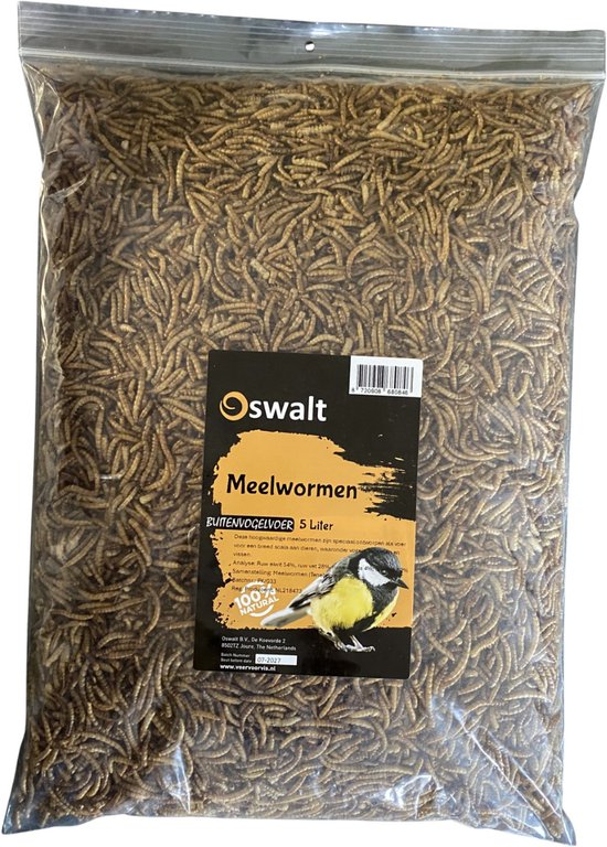Oswalt Meelwormen - Gedroogd - 5 Liter - Buitenvogelvoer