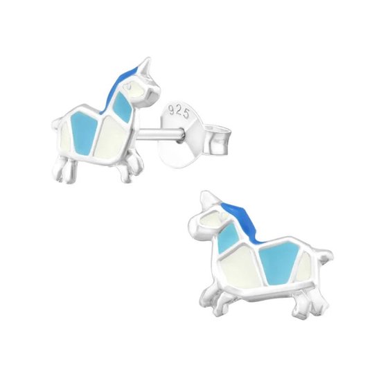 boucles d'oreilles licorne-argent-dames-enfants-8mm-multicolore