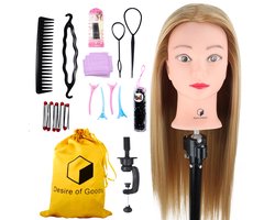 Desire of Goods Oefenhoofd Kappershoofd Donkerblond - Tafelklem & Styling Accessoires - Kappop - Kaphoofd - 70 cm