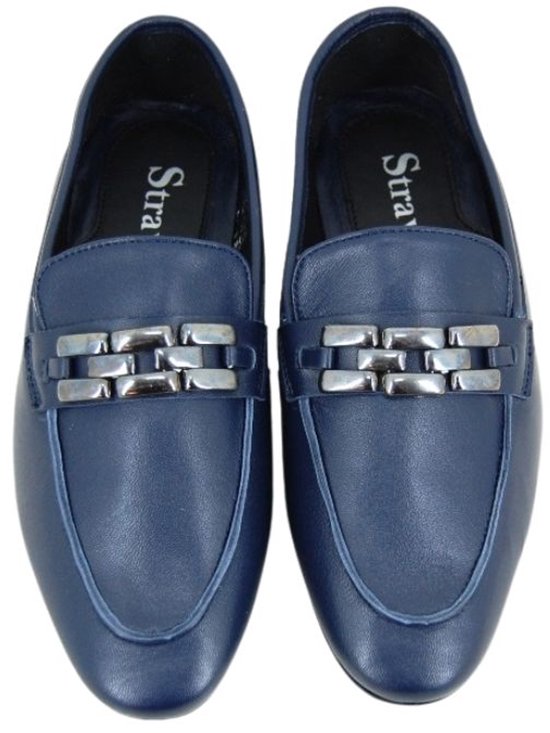 Stravers - Mocassins plats pointure 43 en Cuir Blauw grande taille Chaussures à enfiler femme