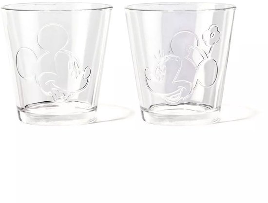 Disney Mickey And Friends Glazen Set - 2 Stuks - Mickey & Minnie - 2x 250ML - Mickey Mouse - Drinkglazen - Limonade Glas - Kinderglazen