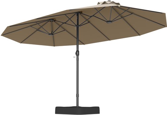 Outsunny Parasol De Jardin Parasol De Marché Parasol Double Parasol De Terrasse Avec Manivelle Beige Ovale 455 X 270 X 240 Cm 96927231
