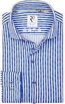 R2 Japanese Knitted Overhemd Streep Blauw - Maat 38 - Heren - Overhemden Casual