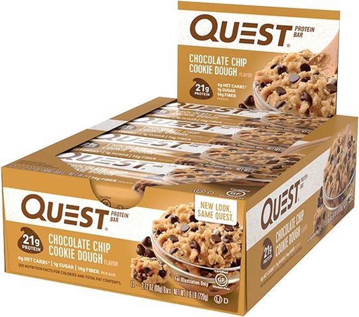 Goedkoopste Quest Nutrition Quest Bar - Eiwitreep - 1 doos (12 eiwitrepen) - Chocolade Chip Cookie Dough