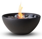 V&M Home Bio Ethanol Tafelhaard voor Binnen & Buiten - Sfeermaker - Luxe Schaalvorm - Zwart