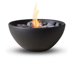 V&M Home Bio Ethanol Tafelhaard voor Binnen & Buiten - Sfeermaker - Luxe Schaalvorm - Zwart