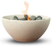 V&M Home Bio Ethanol Tafelhaard voor Binnen & Buiten - Sfeermaker - Luxe Schaalvorm - Crème