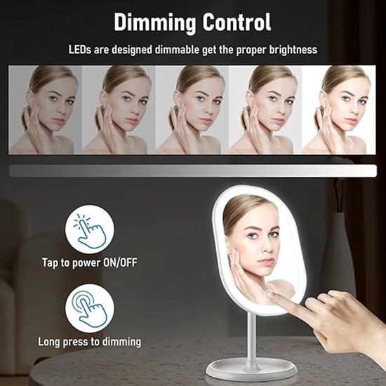 LTLCLZ HD make-up spiegel, houten ijdelheid spiegel, 360 graden draaibare tafelblad make-up spiegel, retro opbergdoos, kaptafel spiegel