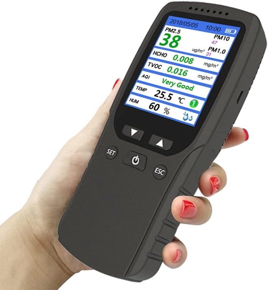 Foto: Claire airbox co2 meter luchtkwaliteitsmeter met hygrometer en thermometer draagbaar oplaadbaar zelfkalibrerende ndir sensor