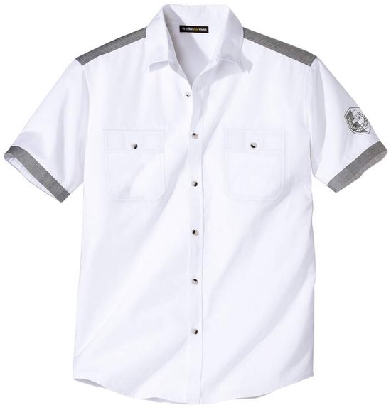 ATLAS FOR MEN - Wit pilotenoverhemd Ocean - Heren - Verkrijgbaar in grote maten - 3XL