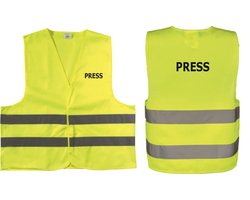 EIZOOK Veiligheidshesje - veiligheidsvest - PRESS - BEDRUKT voor en achterzijde Geel - EN ISO20471 -Specialties By Eizook