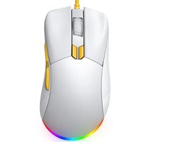 EKSA EM500 - Gaming Muis - 12400 DPI - RGB Verlichting - 8 Programmeerbare Knoppen - Ultra Lichtgewicht - USB Bedraad - Wit