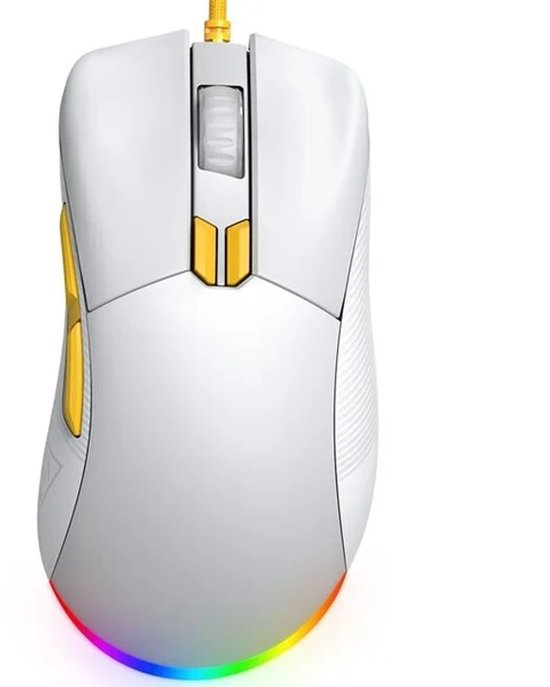 EKSA EM500 - Gaming Muis - 12400 DPI - RGB Verlichting - 8 Programmeerbare Knoppen - Ultra Lichtgewicht - USB Bedraad - Wit