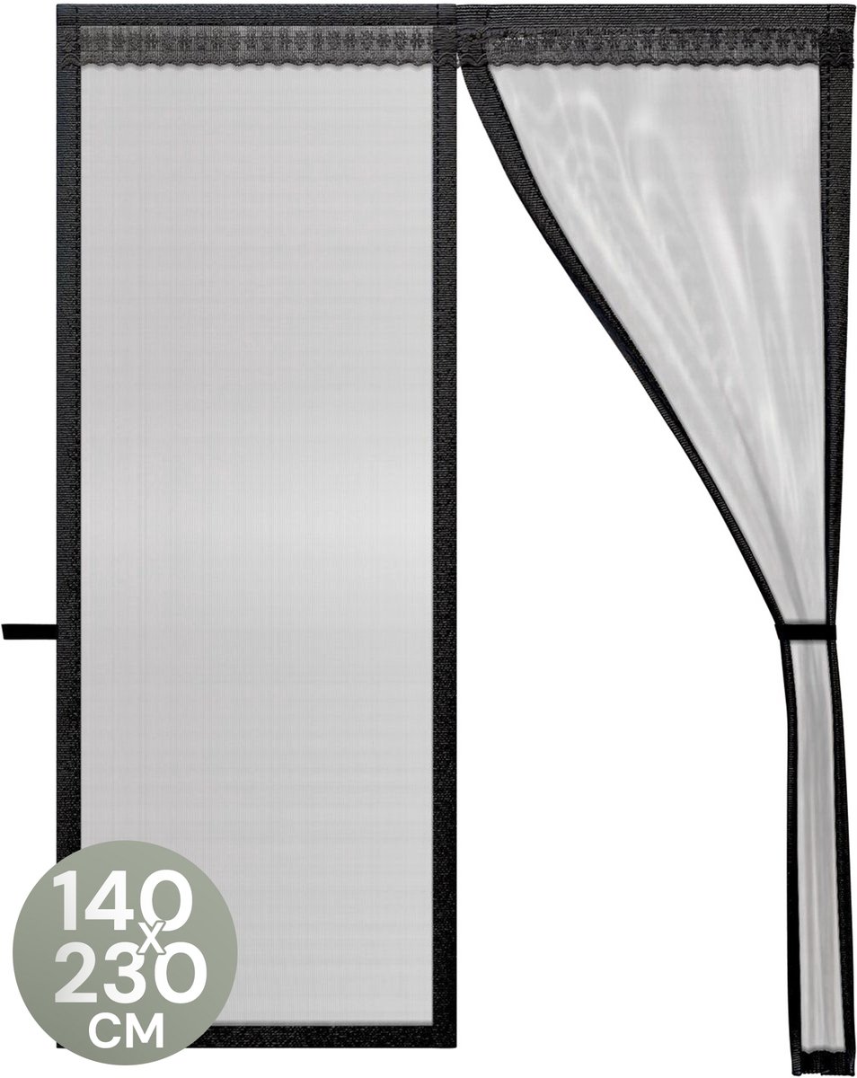 O'DADDY® Deurgordijn Deluxe FIBER - Magnetisch Vliegengordijn - Voor Nieuwbouw en Standaard Deuren - Eenvoudige Installatie - Deurhor Zwart - 140x230 cm