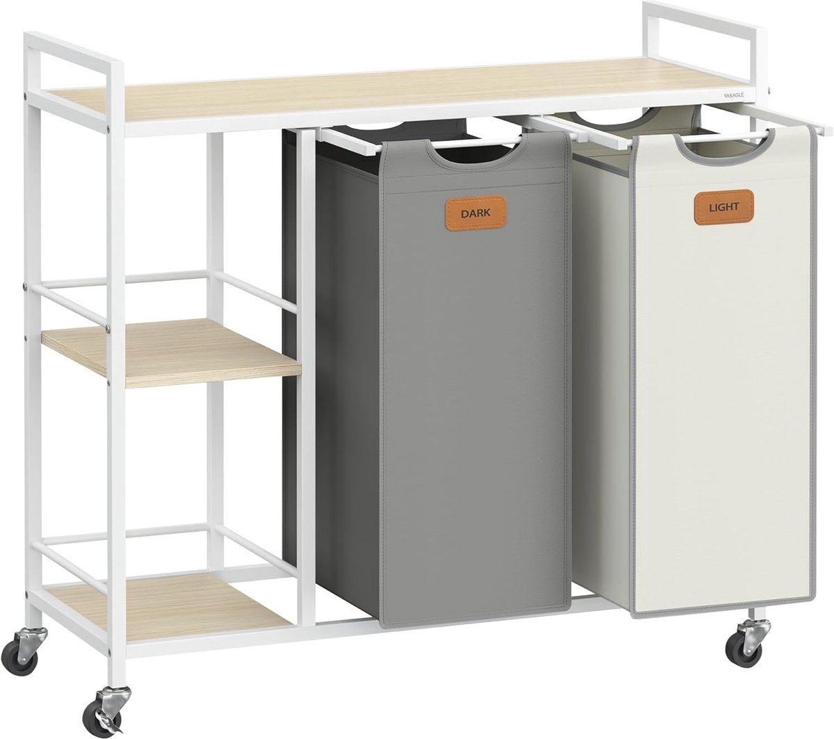 Wasmand – 2 compartimenten – Naturel beige/Duifgrijs/Crèmewit