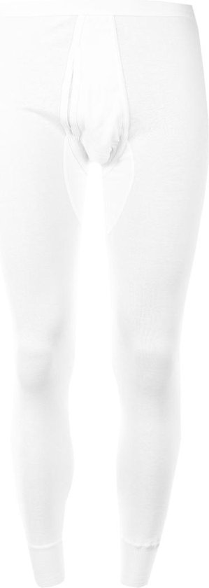 Schiesser - 100% Katoen Long John / Lange Onderbroek Wit (met gulp) - L