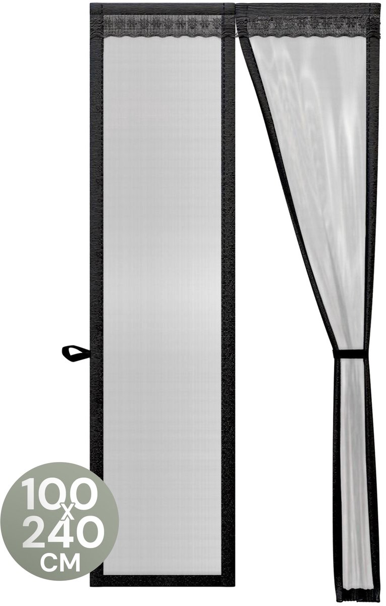 O'DADDY® Deurgordijn Deluxe FIBER - Magnetisch Vliegengordijn - Voor Nieuwbouw en Standaard Deuren - Eenvoudige Installatie - Deurhor Zwart - 100x240 cm