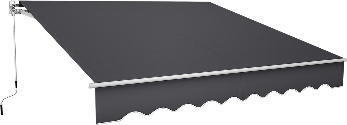 Aufun Inklapbare Klemluifel Van Aluminium En Polyester, Zonwerend Zonnescherm Met Zwengel, Voor Buitenterras (300X250Cm, Donkergrijs)