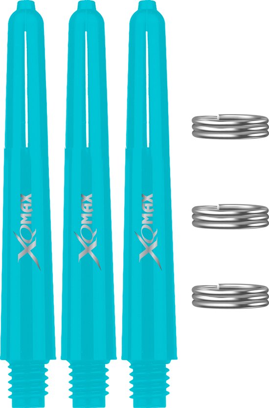 XQMax Dart Shafts - 5 Sets (15 stuks) - Short - Aqua - Plus Veerringetjes - Darts Shafts van Merkloos — afbeelding 2