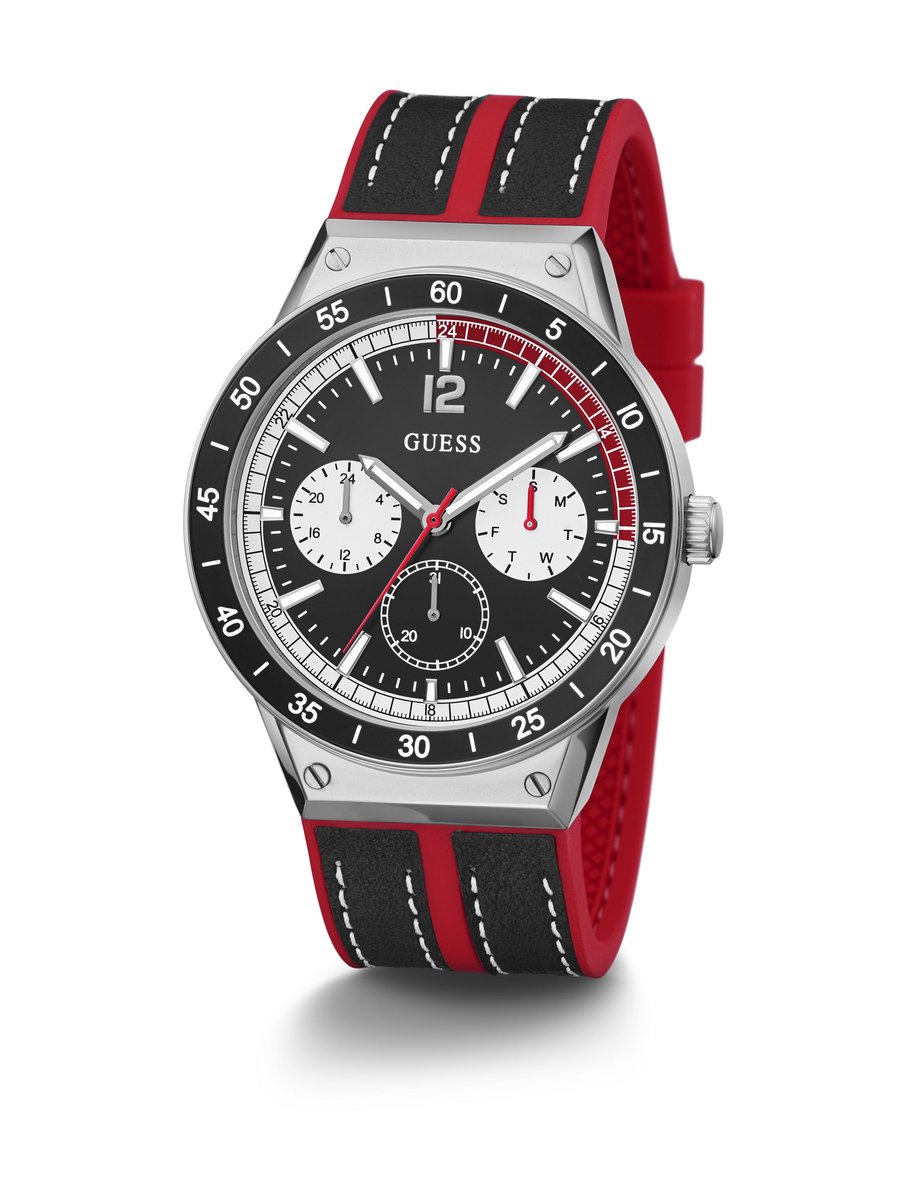 Guess Racer Multi-Function Watch Rood Case: 100% Stainless Steel | Armband: 100% Leather 44 GW0416G1