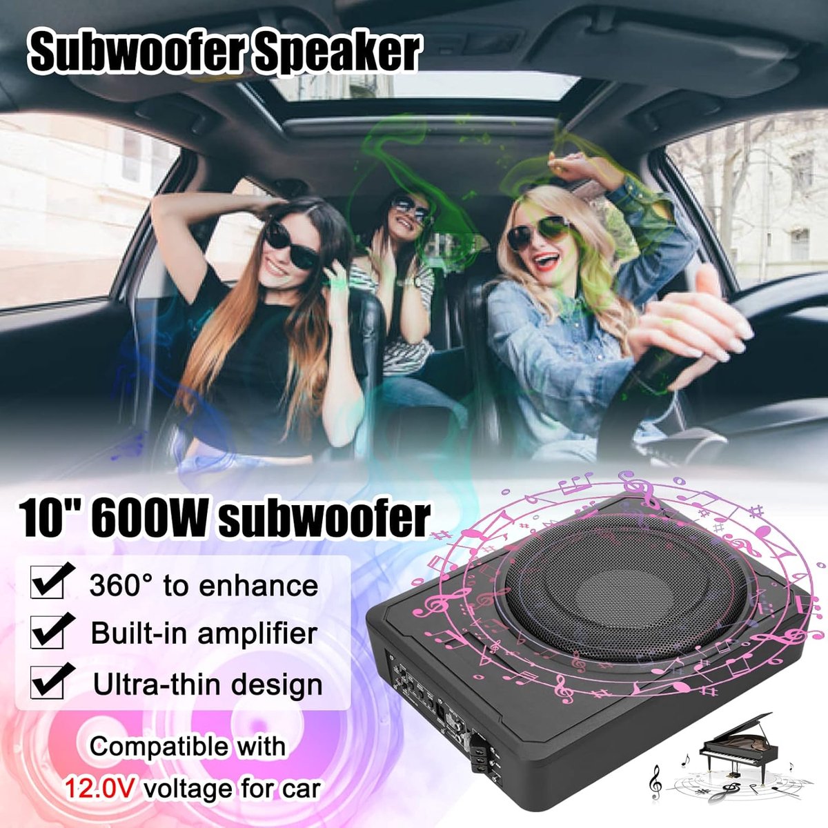 Underseat Subwoofer - Auto Versterking - Speakers – foto 2