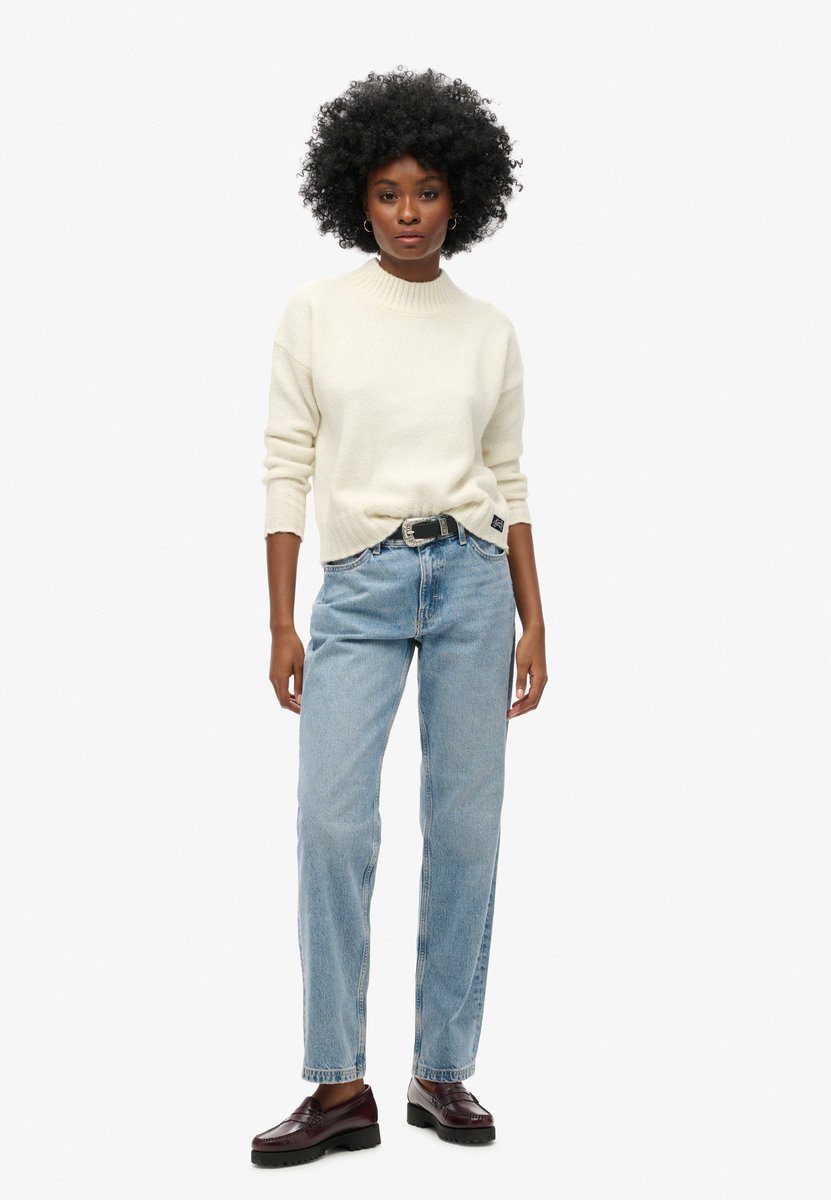 Superdry Rechte jeans met middelhoge taille Dames Jeans Creme