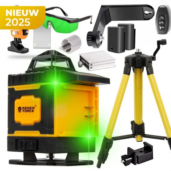 Foto: Ll07p 360 4d kruislijnlaser zelfnivellerende groene laserwaterpas 4 richtingen projectie oplaadbaar compact voor precisiewerk thuis en op de werf