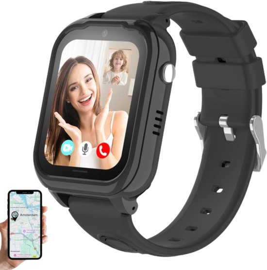 Protectly® Smartwatch Kinderen - GPS Horloge Kind Met Simkaart - GPS Tracker Kind - Kinder Smartwatch - Smartwatch Android - 4G - Videobellen - HD Camera - SOS-Knop - Whatsapp en SMS - Elke polsmaat - Incl. Simkaart