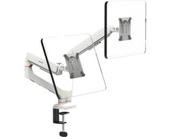 Sounix Dubbele Monitor arm - Tot 2x9kg - Monitor Beugel voor 13-32 Inch - Verstelbaar - Universeel - Wit