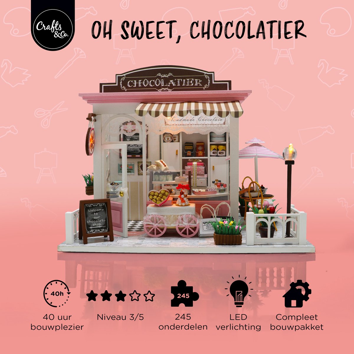 Modelbouwpakket Chocolatier - Volwassenen & Kinderen - DIY - Hobby - Knutselen - Poppenhuis - Doll House - Crafts&Co — afbeelding 9