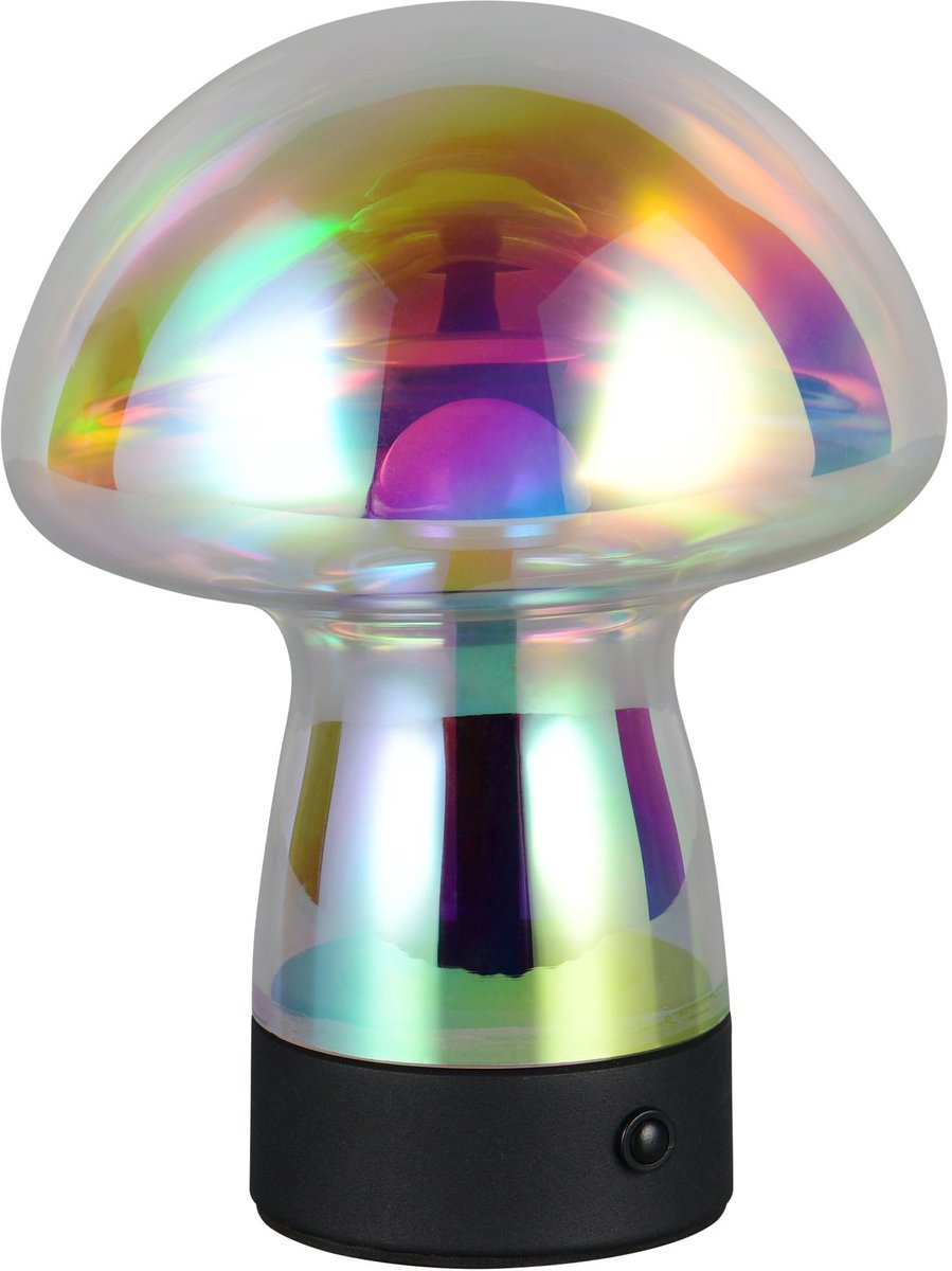 REALITY DOOLEY - Tafellamp - Transparant iriserend - incl. 1x SMD 1,5 W - 4-stappen TOUCH - USB-aansluiting - Oplaadbaar - Snoerloos