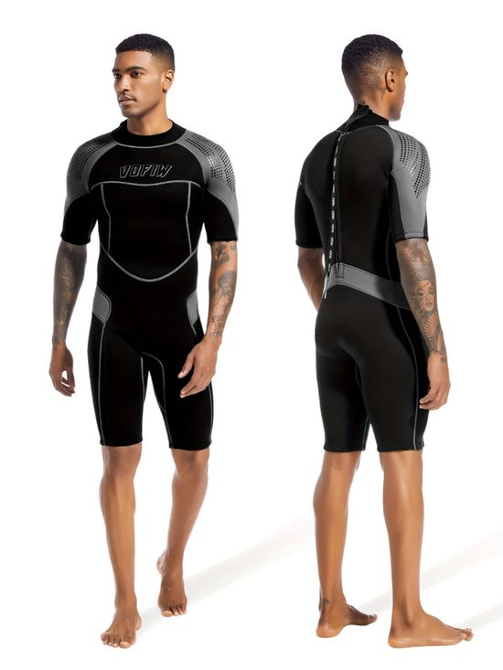 Foto: Nivard wetsuit heren swimsuit shorty surfpak duikpak lange mouw zwemsuit zwart xxl