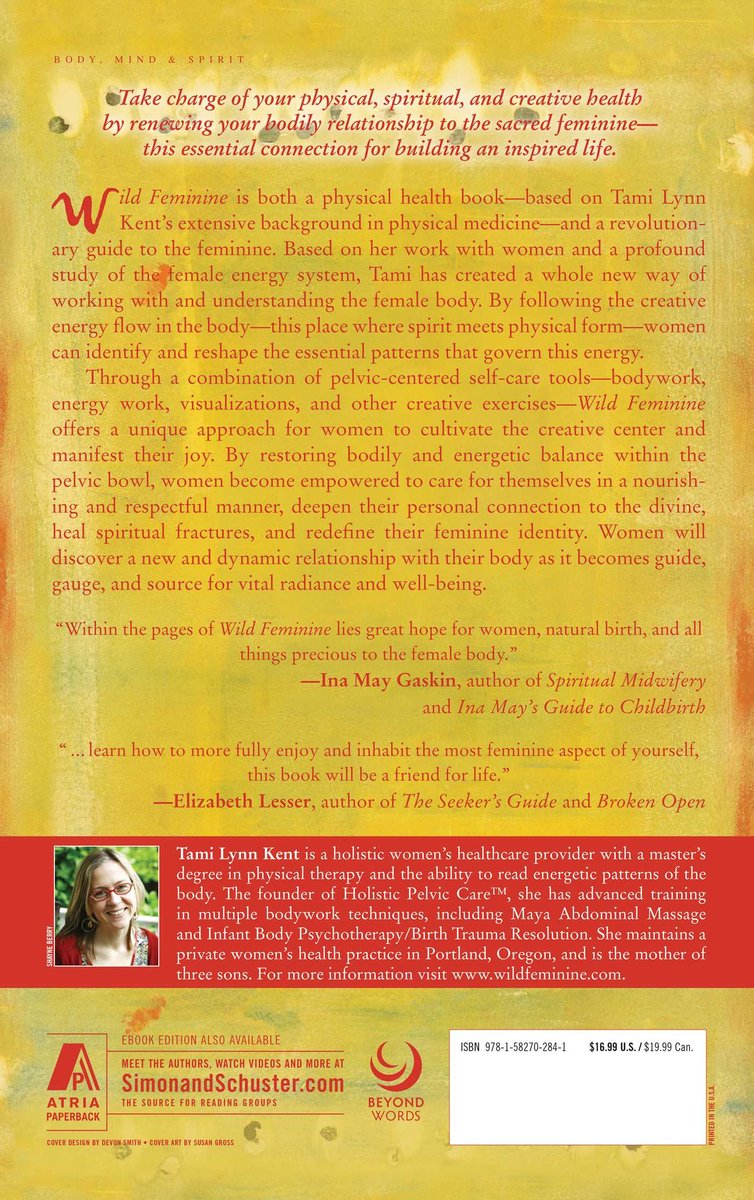 Achterkant boek 'Wild Feminine' met foto van auteur Tami Lynn Kent, citaten en uitgeversinformatie.