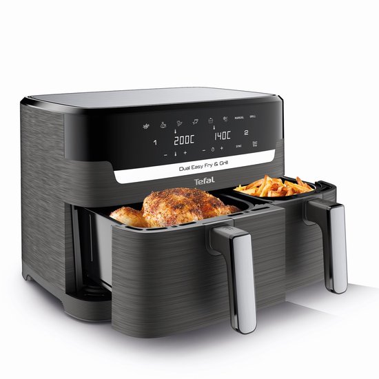 Tefal Easy Fry Dual XXL & Grill EY905B - Dubbele Airfryer - Twee Kookvakken – 8.3 Liter