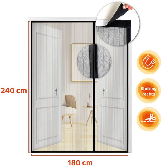 Foto: Mijnvliegengordijn nl premium magnetisch vliegengordijn 2025 180x240 cm sluiting rechts hordeur voor enkele dubbele tuindeuren zelfsluitend met klittenband a kwaliteit kind en diervriendelijk