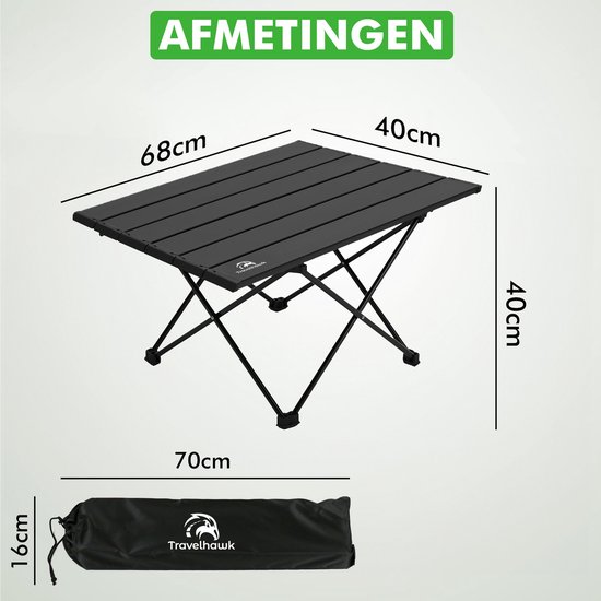 Travelhawk Campingtafel Inklapbaar - Campingtafel Opvouwbaar - Inklapbare Tafel - Kampeertafel - Vouwtafel - Camping Tafel - campingtafel Lichtgewicht - Picknicktafel Kinderen - Zwart - 68x40x40cm - Large van Travelhawk — afbeelding 4