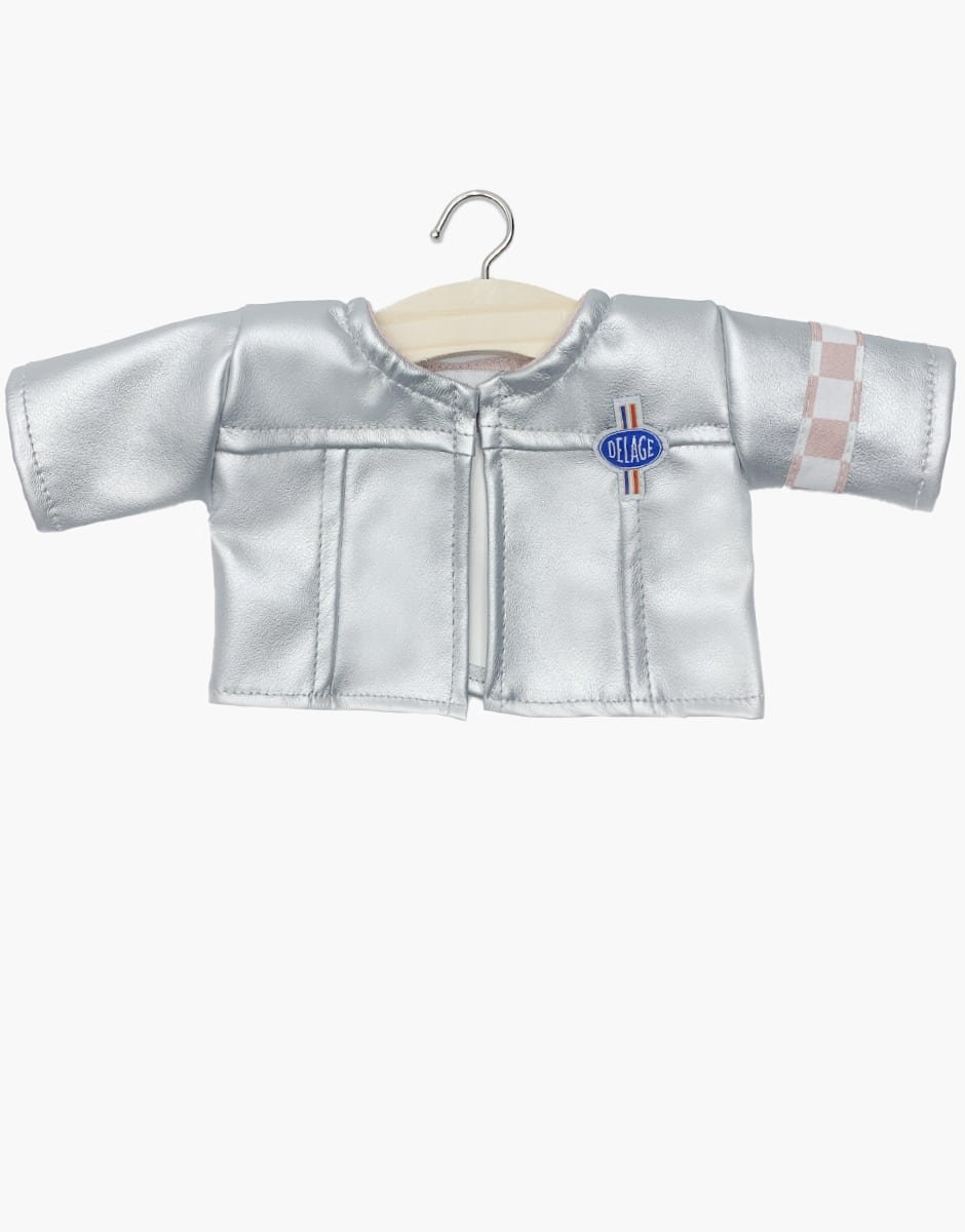 Minikane Poppenkleding Zilverkleurig Kunstleren Jack 34 cm