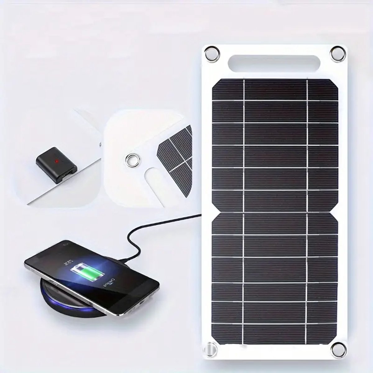 K&R Ventures® Draagbaar Zonnepaneel – Waterdichte Solar Oplader met USB – Voor Telefoons, Tablets & Powerbanks – Draagbare Zonne-Energie Oplader – Ideaal voor Kamperen, Reizen & Thuisgebruik