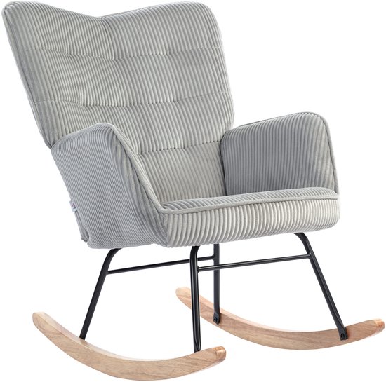 HOMCOM - Fauteuil à bascule - Rembourrage épais - Avec accoudoirs - Gris clair