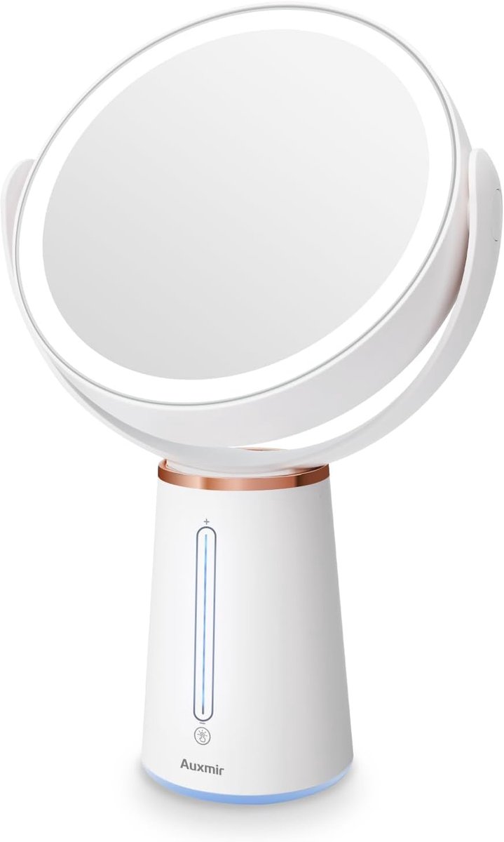 LED Make-up Spiegel met 1x/10x Vergroting en Dimbare Helderheid - Dubbelzijdige Cosmeticaspiegel voor Thuis en Onderweg