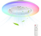 Bol.com RGB Plafondventilator met lamp Ventilator met LED verlichting Ventilatoren Met afstandsbediening Zomer- en winterstand -... aanbieding