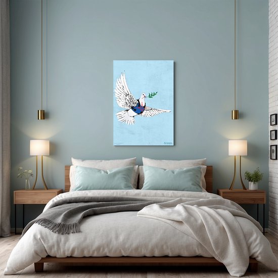 Banksy Graffiti - Canvas Schilderij 64x90 cm - Schilderijen Woonkamer