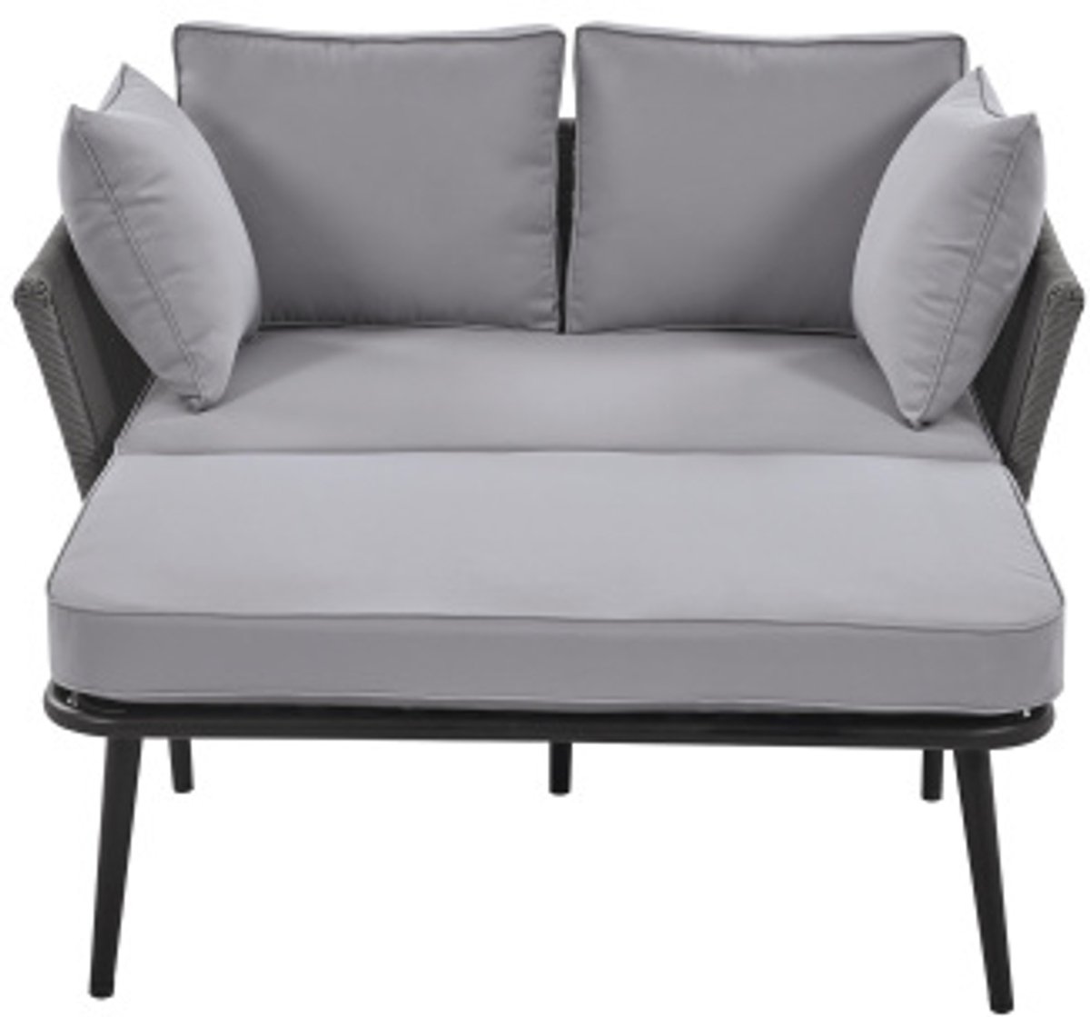 Gotagee Tuinbank met 2 kussens en 2 bekledingen, ligstoel voor buiten, tuinlounge, balkonmeubelset, loungemeubel, terrasmeubel, kussens zijn afneembaar en wasbaar, Grijs