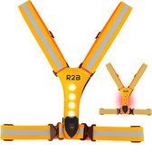 R2B Hardloopvest met Verlichting - Hardloopvest Oplaadbaar - USB-C kabel - Hardloop Verlichting aan Voor- en Achterkant - Reflecterend Running Vest - Hardloophesje - Oranje