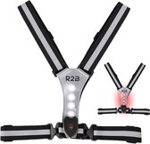 R2B Hardloopvest met Verlichting - Hardloopvest Oplaadbaar - USB-C kabel - Hardloop Verlichting aan Voor- en Achterkant - Reflecterend Running Vest - Hardloophesje - Grijs