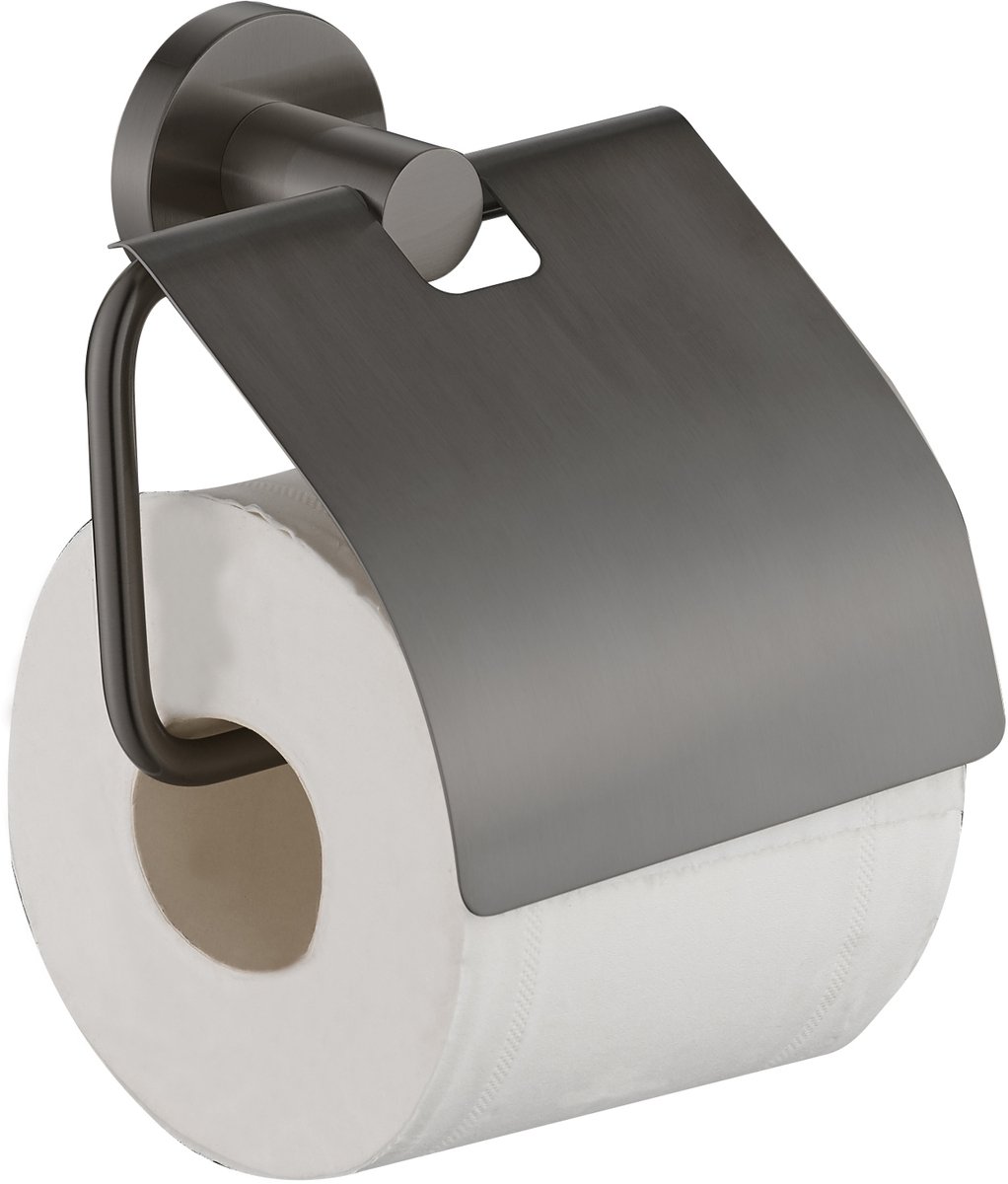 Plieger vigo closetrolhouder - toiletrolhouder met klep - 10 jaar garantie - geborsteld gunmetal