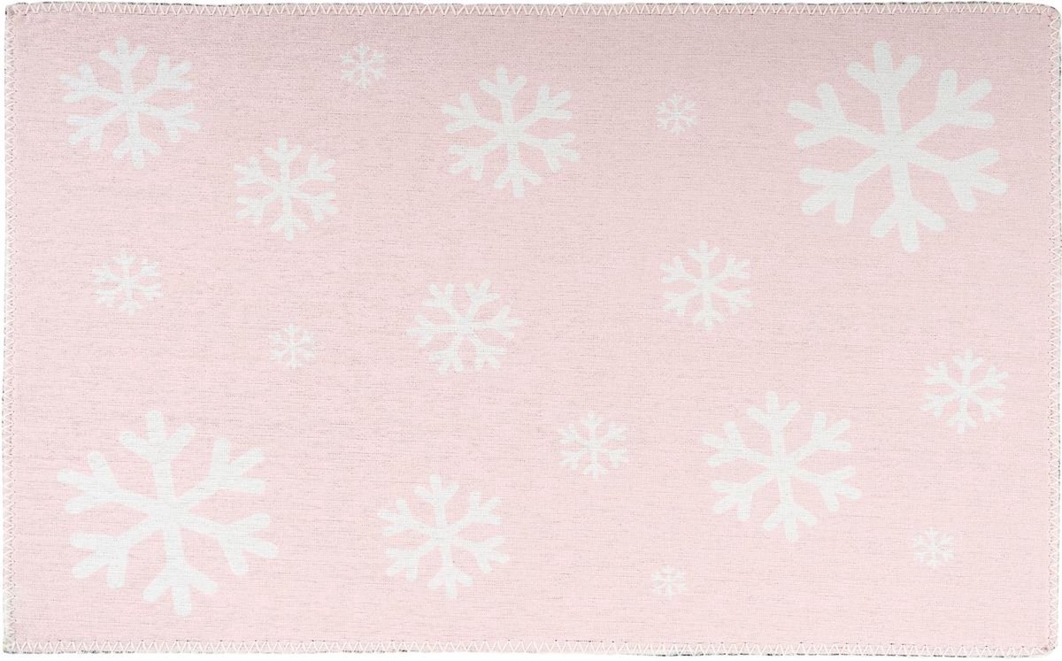 Floraya - Vloerkleed Snowflake - Roze - 120 x 170 cm - Laag polig - Kinderkamer kleed - Babykamer kleed