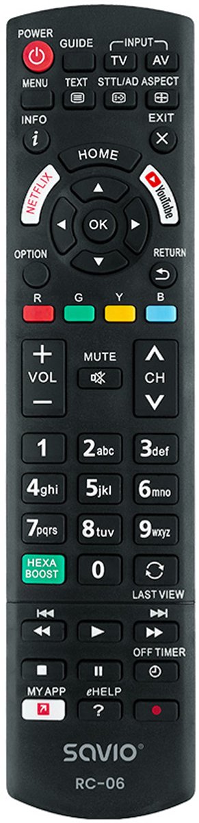 Savio RC-06 do TV Panasonic afstandsbediening IR Draadloos Drukknopen
