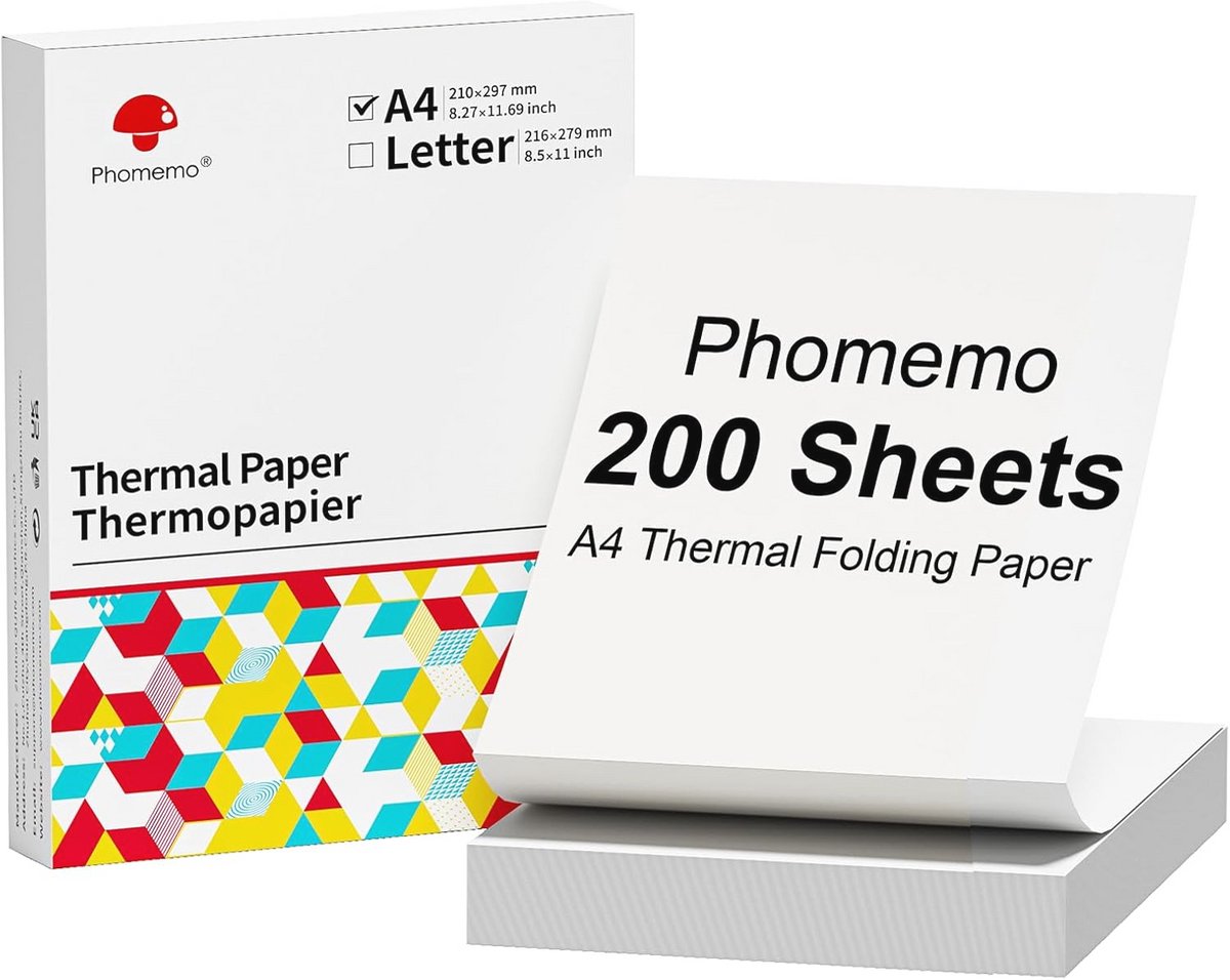 Thermisch Papier A4 - 210 x 297 mm - 200 Vellen - Compatibel met Draagbare Printers - Voor Thuis en Kantoor