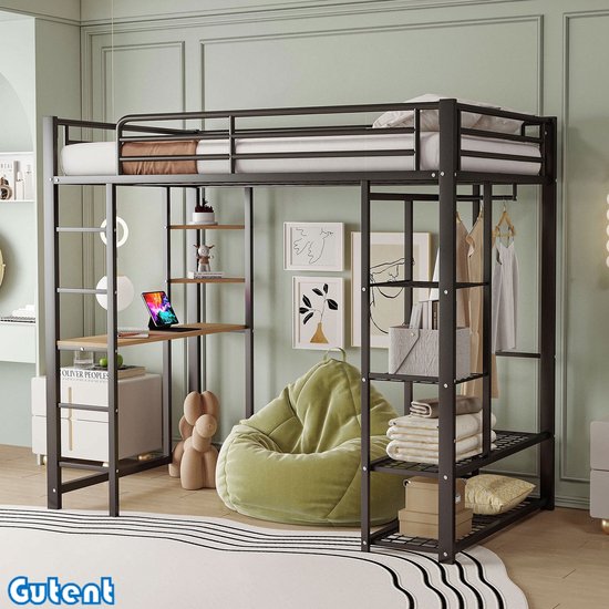 Lifetime hoogslaper 177h 90×200 rechte ladder wit